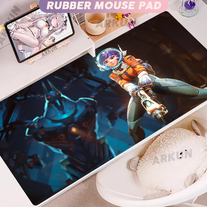 Madingas didelis FPS 900x400 anime žaidimų merginos Overwatch nešiojamojo kompiuterio ir biuro minkštas guminis stalo kilimėlis, XXL žaidimų pelės kilimėlis