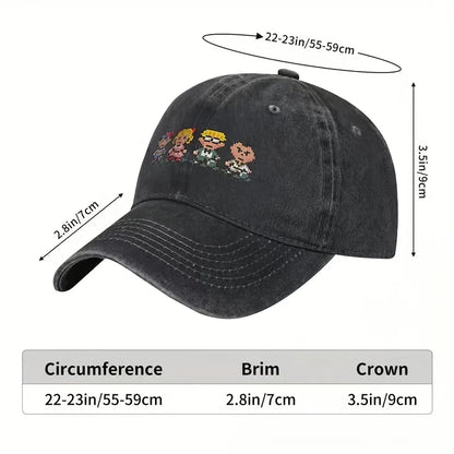 Cappellino da baseball con sprite dei membri del gruppo Earthbound - Cappellino nero con visiera, poliestere leggero, stile sportivo, cappellino da donna e da uomo, Par