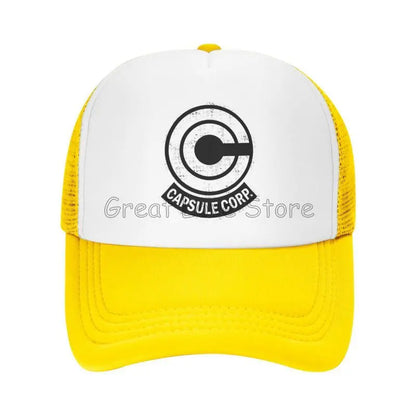 „Capsule Corp“ tinklinės beisbolo kepurės, unisex, hip-hop stiliaus „trucker“ kepurės, anime DBZ stiliaus „dad hat“ kepurės, reguliuojamos lenktyninės kepurės, vasarinės „trucker“ kepurės su užsegimu