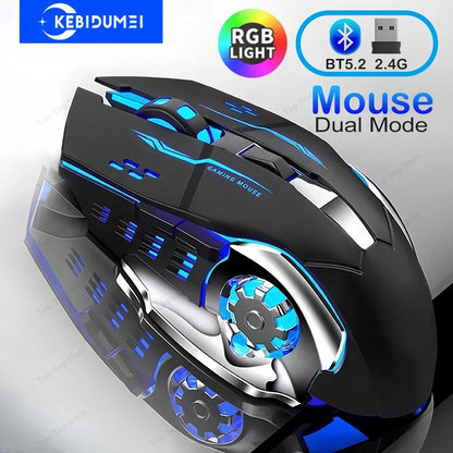 KEBIDUMEI Dual-Mode Bluetooth 5.2 Mouse 2.4G Wireless Mouse RGB Gaming Mouse Rechargeable Silent Mouse 3600 DPI  Mice for Laptop