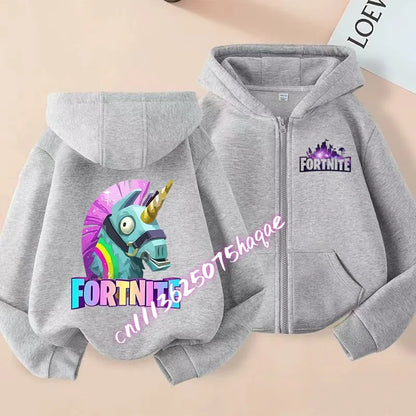 New Fortnites Children Hoodies Coat Cartoon Game Character Printed Zip Up Hoodie Child Autumn Jacket Winter Kids Boys Clothes