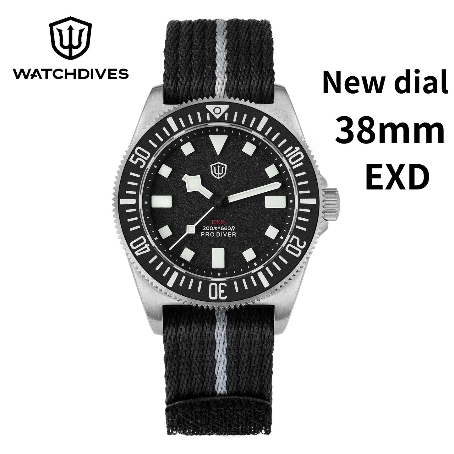 Watchdives 38mm EXD Titanium Diver Watch Sapphire crystal mirror AR coated men's waterproof watch