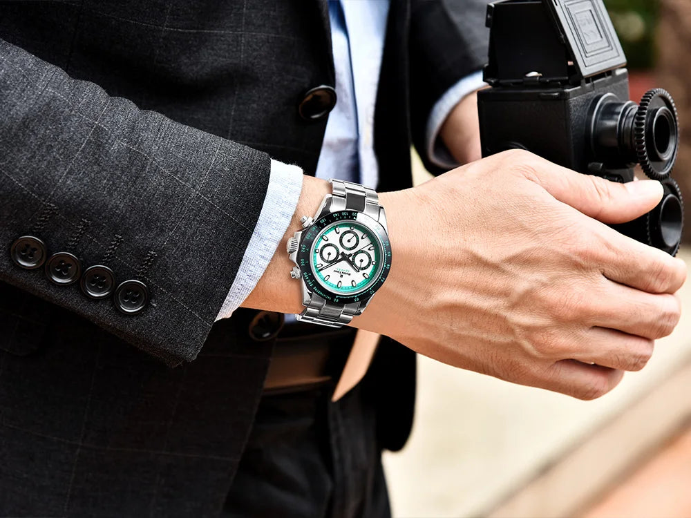 RollsTimi Herrenuhren – luxuriöse mechanische Herrenuhr mit Saphirglas, Kalender, Wochentagsanzeige, Edelstahl und Wasserschutz