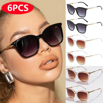 6pcs/3pcs Classic Square Sunglasses Women Men Vintage Brand Eyeglasses Alloy Frame Retro Fashion Style Shades Oculos de sol