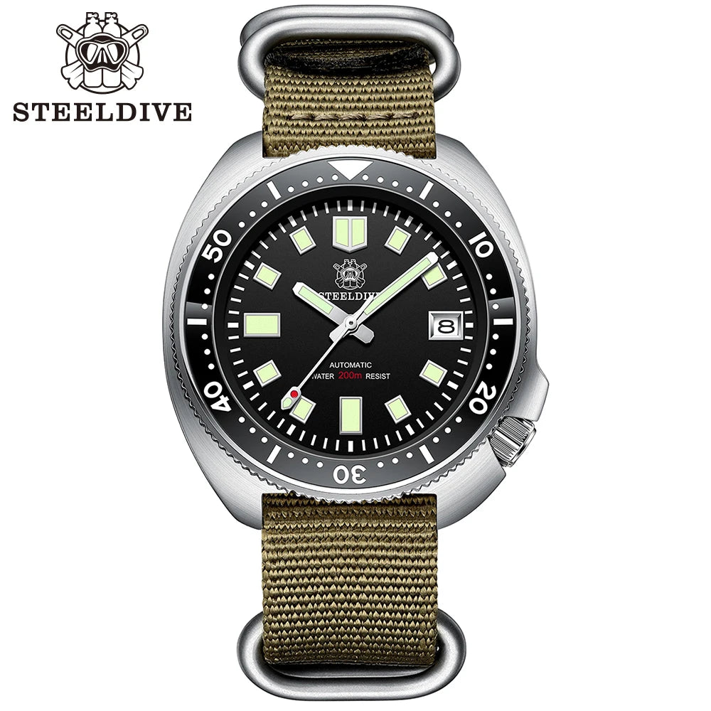 STEELDIVE SD1970 Automatic Mechanical Diver Watch Captain Willard NH35 Watches TURTLE Homage Water Resistant 200M Dive Watch Men