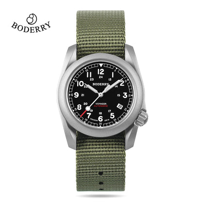 Boderry Field Watches Bronze Case Automatic Mechanical VOYAGER Watch Men's 100M Waterproof Clock Military Top Brand Wristwatch