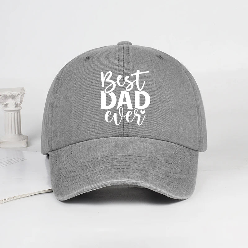 “Best DAD Ever” Printed Vintage Washed Baseball Cap – Adjustable, Casual, Men's Father's Day Gift, Dad Cap – Fishing & Hiking