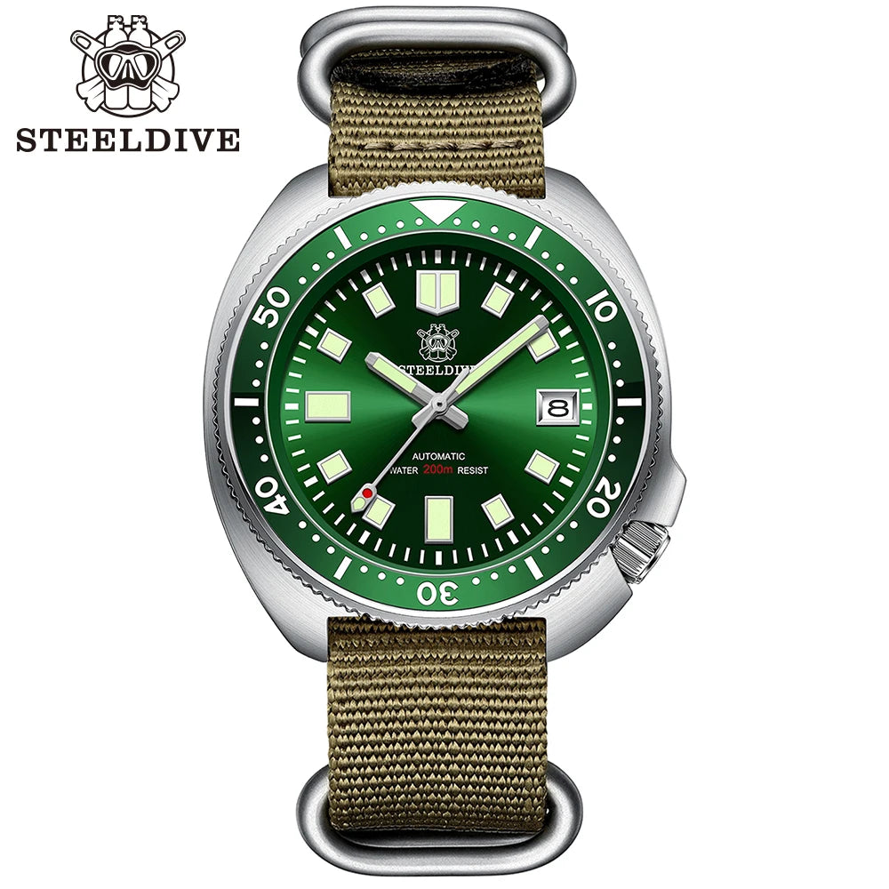 STEELDIVE SD1970 Automatic Mechanical Diver Watch Captain Willard NH35 Watches TURTLE Homage Water Resistant 200M Dive Watch Men