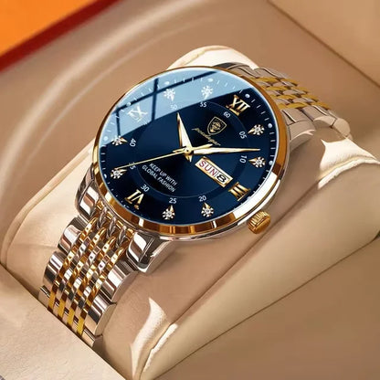 Reloj de hombre POEDAGAR Business de cuarzo, acero inoxidable, resistente al agua, fecha luminosa, reloj de pulsera de lujo informal para hombre