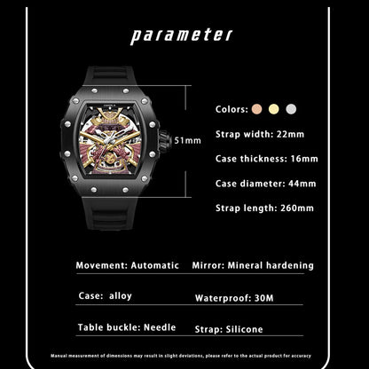 ONOLA Luxury Men Automatic Mechanical Watch Waterproof Watch Luminous Barrel Shape Military Sports Wristwatch Relogios Masculino