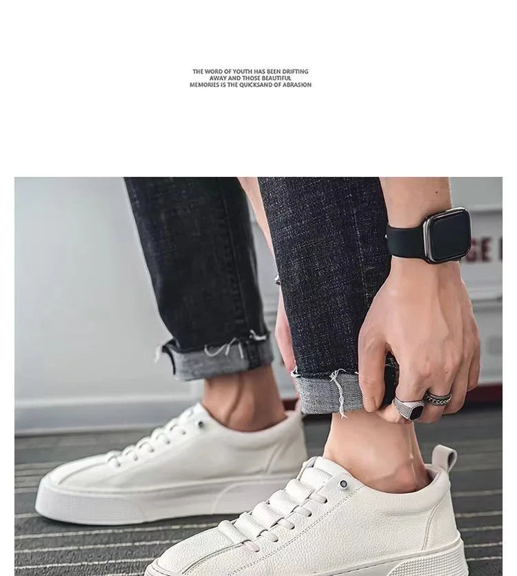 Heren sneakers, casual schoenen, heren platte schoenen, zapatillas hombre, lichtgewicht PU-leer, ademende schoenen, witte sportschoenen voor heren