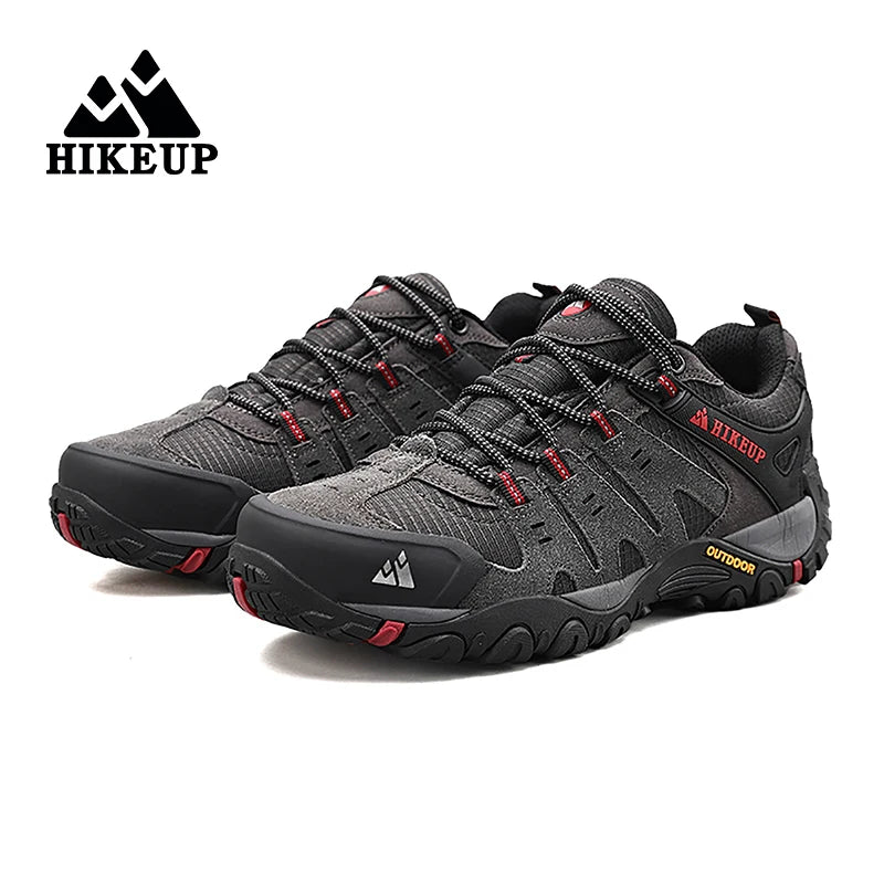 HIKEUP-Chaussures de randonnée en cuir suédé pour homme, baskets d'extérieur résistantes à l'usure, trekking, marche, chasse