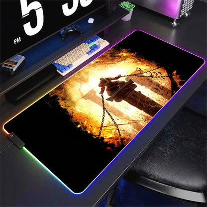 God Of War Large Kratos Atreus Mouse Pad RGB Glowing E-Sports Gamer Keyboard Rug with Extensible Phantom Color Carpet 500x1000
