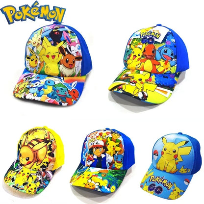 Pokemon Go Anime Figure Pikachu Polyester Baseball Cap Print Cartoon Peaked Cap Children's Dress Up Decoration Birthday Gifts