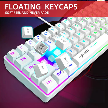 New Mini Gaming keyboard Wired Thin Film Keyboard 61-key Touch RGB Glow Multiple Quick Key Combination Suitable For Gaming Offic