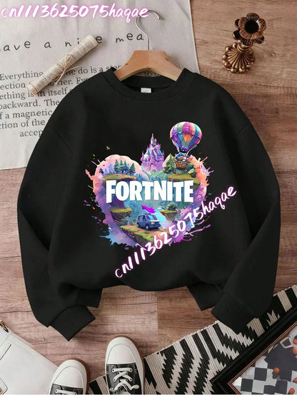 Fortnites Series Kids Sweatshirts Trendy Boys Girl Long Sleeves Pullover Tops Autumn Winter Cartoon Child Clothes Birthday Gifts