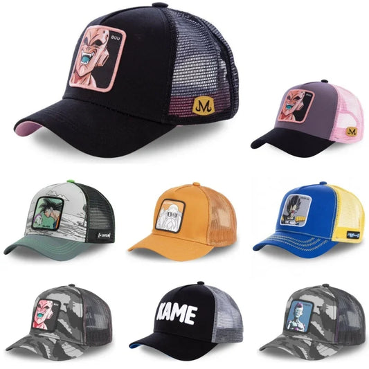 New Dragon Ball Son Goku Cap Summer Travel Peaked Cap Men's Embroidery Hip-Hop Cap Style Sun Visor Adjustable Trucker Mesh Cap