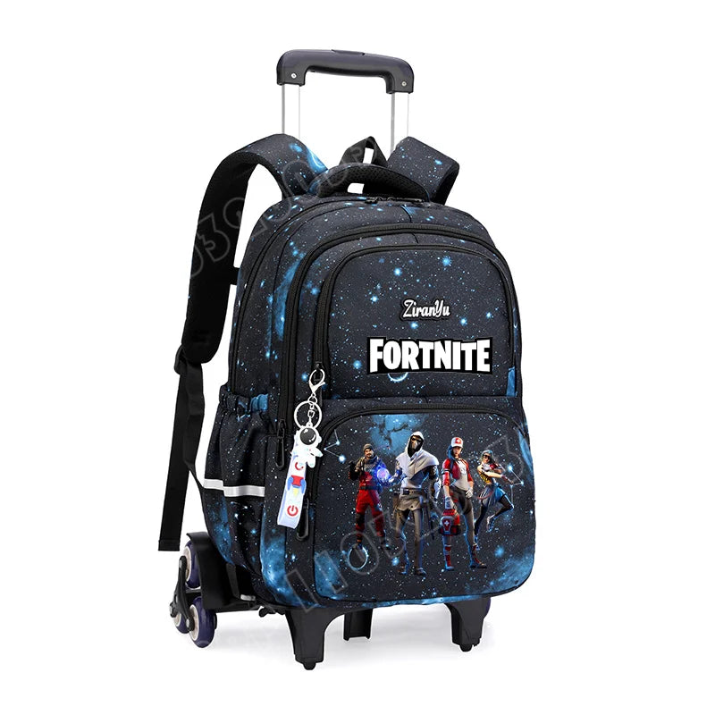 Fortnite Trolley Bag Easy Stair Climbing Anime Waterproof Wheeled Backpack Large Capacity Student Schoolbag Casual Travel Bag