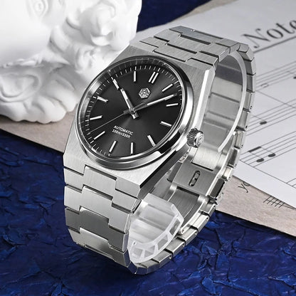 Relógio clássico de homem San Martin 40mm Miyota 9015, relógio de pulso mecânico automático de luxo elegante com bracelete de desengate rápido SN0023