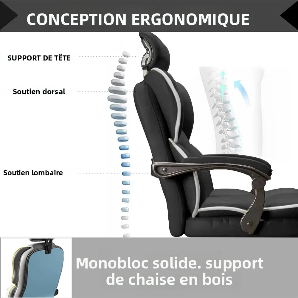 Ergonomic Office Chair High Back with Adjustable Lumbar Support, Reclining Desk Chair with Retractable Footrest, Comfortable Home Office Chair