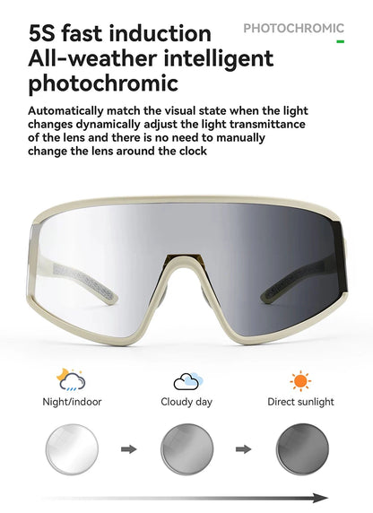 ROCKBROS Cycling Glasses Polarized Photochromic Anti-Fog Sunglasess Windproof Goggles Sport MTB Road Bike Shades