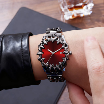 Sports Men Watch Fashion Man Stainless Steel Quartz Movement Red Clock Top Brand Halloween Creative Military Watch for Men reloj