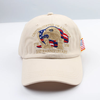 1pc United States 250th Anniversary Baseball Caps for Women,Washed Retro Design,Handmade Embroidery Hat for Parties,Adjustable