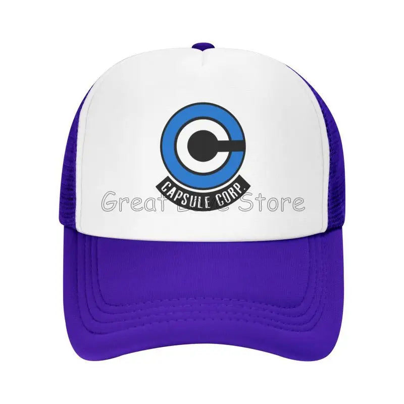 „Capsule Corp“ tinklinės beisbolo kepurės, unisex, hip-hop stiliaus „trucker“ kepurės, anime DBZ stiliaus „dad hat“ kepurės, reguliuojamos lenktyninės kepurės, vasarinės „trucker“ kepurės su užsegimu