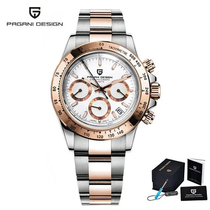 PAGANI DESIGN – Nouvelle montre pour homme, modèle de luxe à quartz en or rose, chronographe sportif étanche jusqu'à 100 m