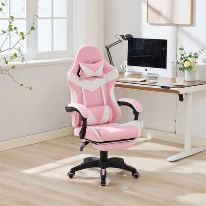 Ergonomic Rotating Gaming Chair, 360° Reclining Office Chair, Pivoting, Height-Adjustable, Footrest, Headrest