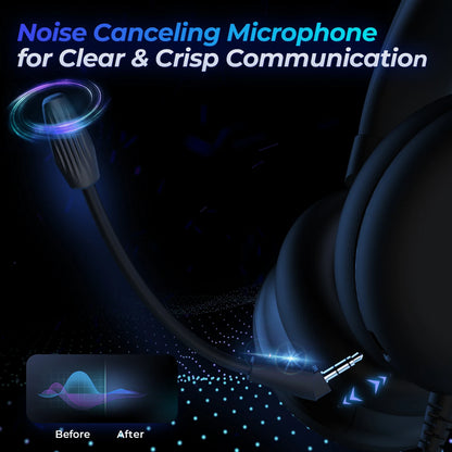 Jeecoo Gaming Headset for PC PS5 PS4 Xbox with 7.1 Surround Sound, Noise Cancelling Mic Gaming Headphones, 50mm Driver Wired Headset