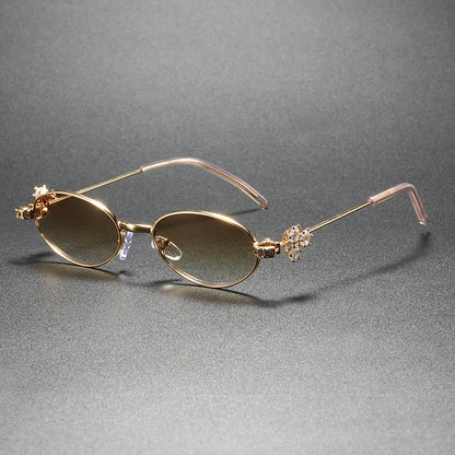High-End Elegant Diamond-Embellished UV-Protective Sunglasses, Exquisite Stylish Diamond-Inlaid Oval Sunglasses