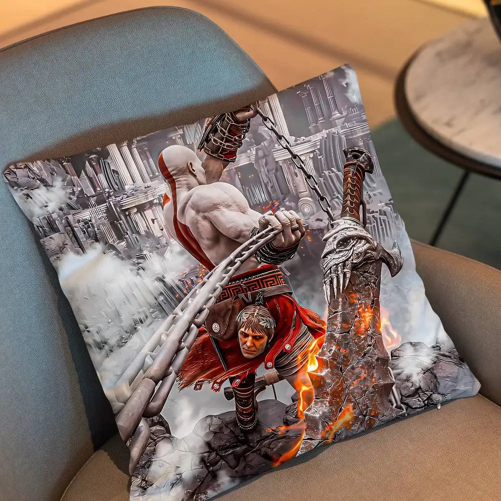 Furious Kratos game God of War  Pillow Case Pillow Case Living Room Sofa Cushion Cover Suitable For Home Bedroom Room Decoration