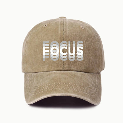 Gorra de béisbol de estilo clásico ajustable de algodón lavado con estampado FOCUS, gorra deportiva tipo «pico de pato» para hombre y mujer