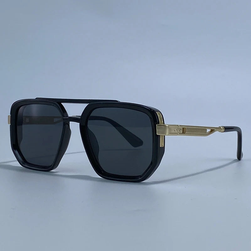 Polarized Square Sunglasses Men 2026 Luxury Vintage Double Bridge Gradient Lens Driving Shades Retro Flat Top Sun Glasses Male