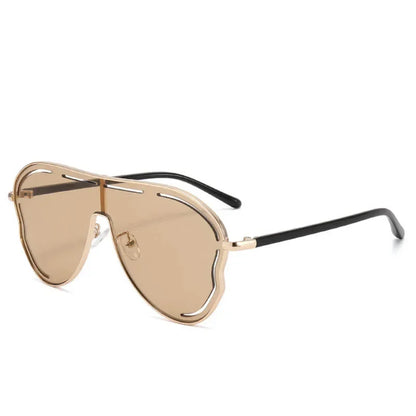 Oversized One-Piece Pilot Sunglasses Women Big Frame Luxury Brand Butterfly Shaped Sun Glasses For Ladies Shield Eyewear Shades