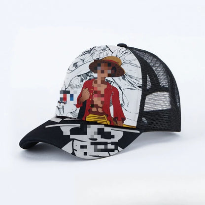 Breathable Mesh Caps Anime Manga Motifs Naruto Luffy Demon Slayer Unisex Summer Fashion Baseball Caps Protection Hats