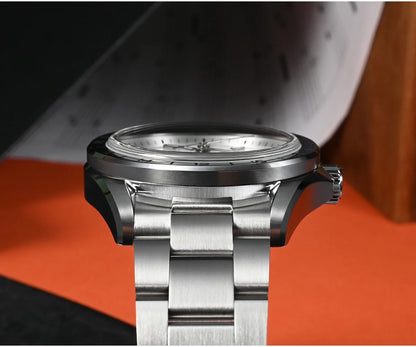 Relógio de Luxo para Homem San Martin 39mm com Mostrador em Pedra Aventurina, NH34 GMT Automático Mecânico, Safira, Impermeável e Luminescente SN0129