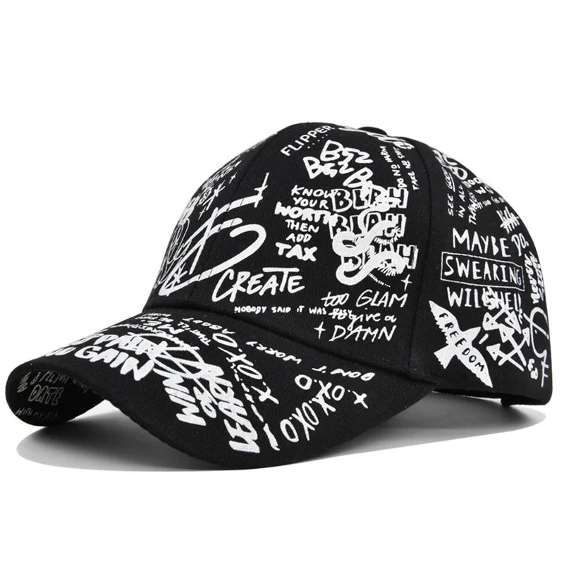 Trendige Unisex-Baseballkappe mit Graffiti-Print – Bunte, bemalte Schirmkappe
