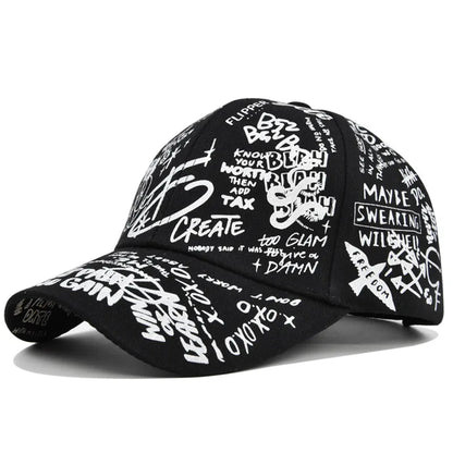 Trendige Unisex-Baseballkappe mit Graffiti-Print – Bunte, bemalte Schirmkappe