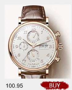 Relógio masculino mecânico automático LOBINNI Luxury Brand Switzerland com calendário perpétuo, vidro de safira e mostrador multifunções L13019-8