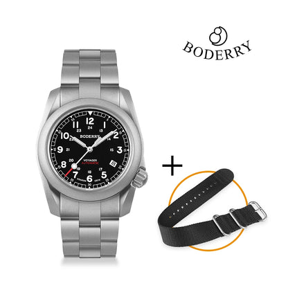 Boderry Field Watches Bronze Case Automatic Mechanical VOYAGER Watch Men's 100M Waterproof Clock Military Top Brand Wristwatch
