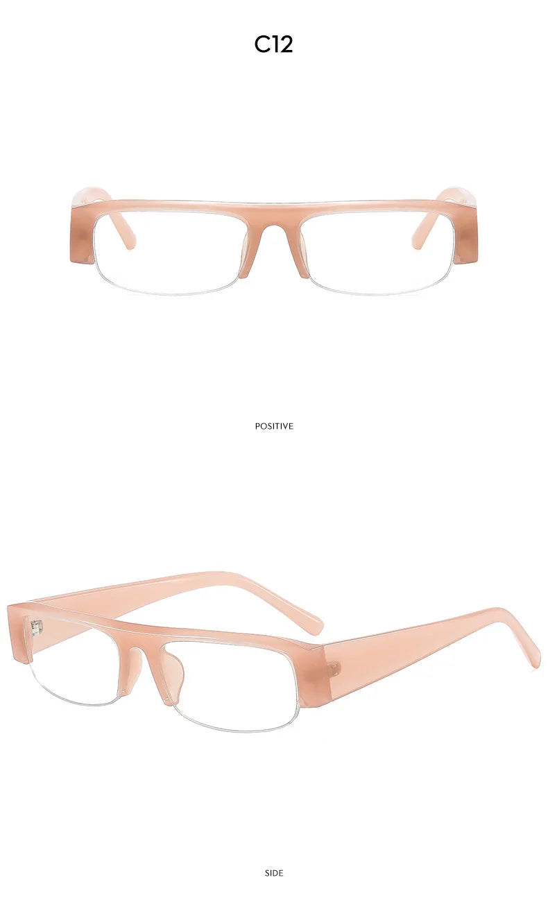 vintage small rectangle half frame black sunglasses for new fashion leopard gradient sun glasses ladies trendy driving eyewear