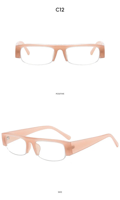 vintage small rectangle half frame black sunglasses for new fashion leopard gradient sun glasses ladies trendy driving eyewear