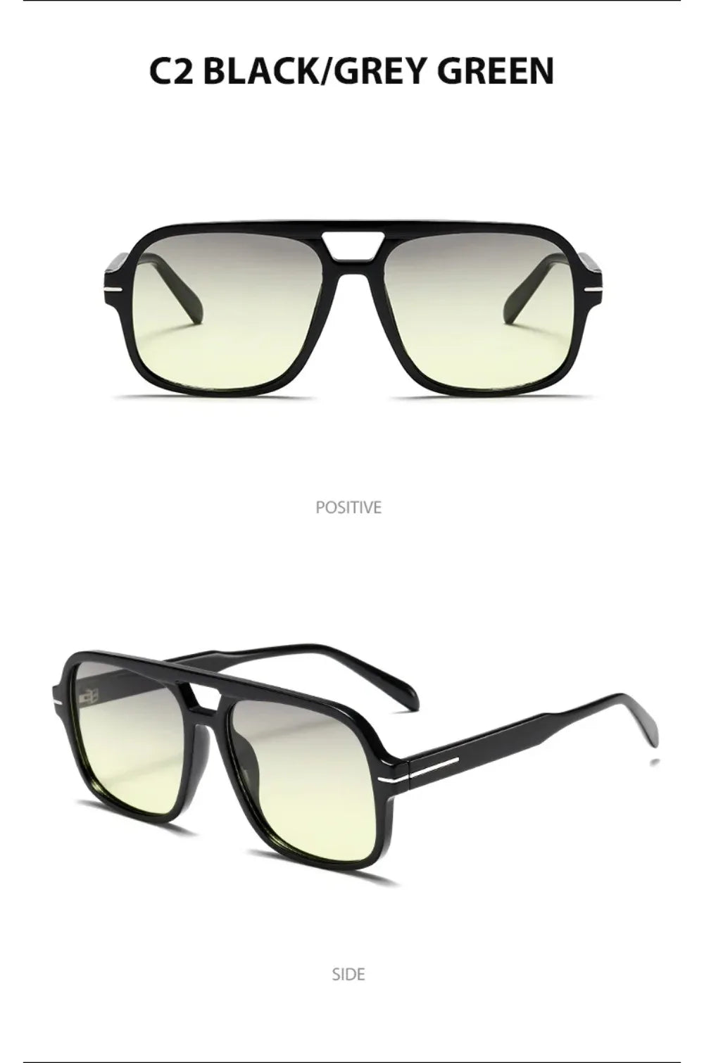 3507 Double Bridge Square Fashion Sunglasses - UV400 Vintage Pilot Style Shades, Retro Classic Sun Glasses for Men Women 411240