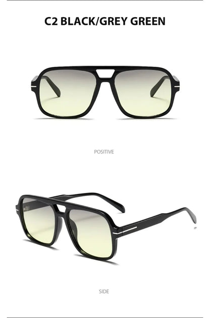 3507 Double Bridge Square Fashion Sunglasses - UV400 Vintage Pilot Style Shades, Retro Classic Sun Glasses for Men Women 411240