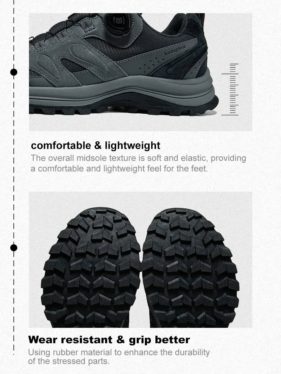 Zapatillas de senderismo para hombre Baasploa: antideslizantes, resistentes al desgaste, para escalada y senderismo al aire libre; con interior de algodón para mayor comodidad; zapatillas deportivas para actividades al aire libre.