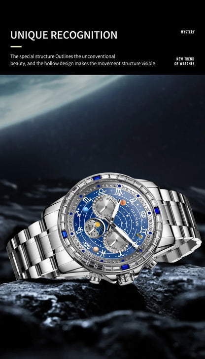 Glenaw high-end business fully automatic mechanical multifunctional men's watch fashionable waterproof luminous watch