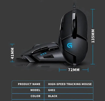 Logitech G402 Gaming Mouse Fusion Engine Tech 4 DPI Settings 32-Bit Processor Anti-Slip for Professional Competitive Gaming