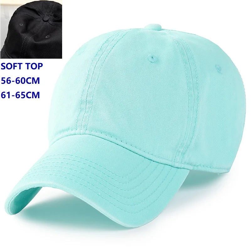 Herr och dam, oversize XXL 100% bomull, stor basebollkeps för stora huvuden 56-63cm(23.5"-25.5"), justerbar enfärgad dad cap